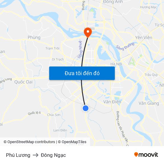 Phú Lương to Đông Ngạc map