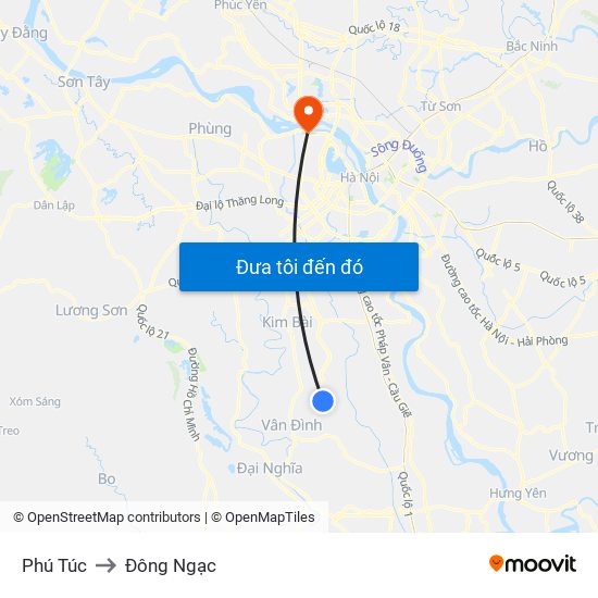 Phú Túc to Đông Ngạc map