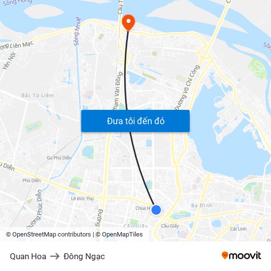 Quan Hoa to Đông Ngạc map