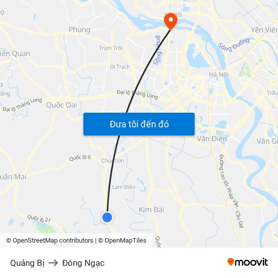 Quảng Bị to Đông Ngạc map