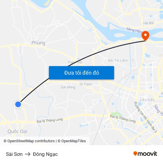 Sài Sơn to Đông Ngạc map