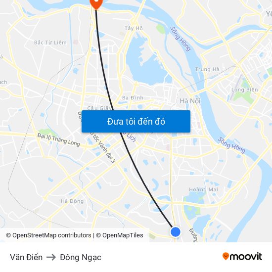 Văn Điển to Đông Ngạc map