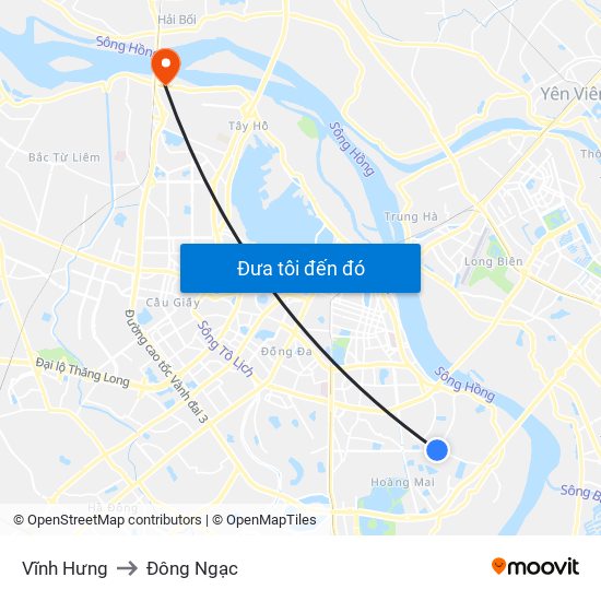 Vĩnh Hưng to Đông Ngạc map