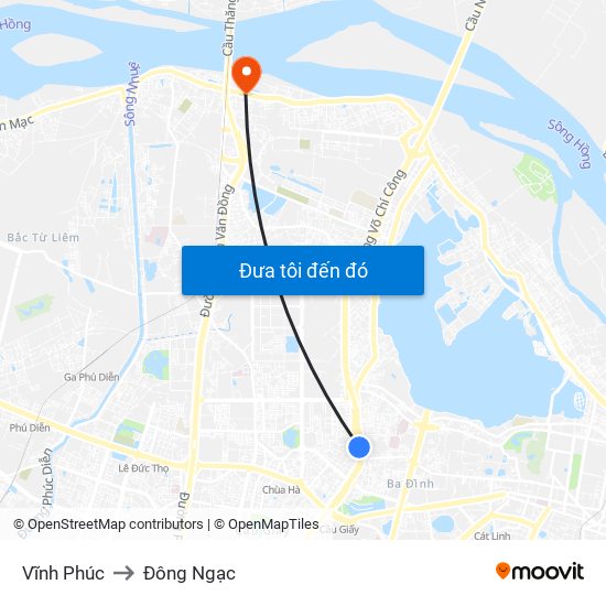 Vĩnh Phúc to Đông Ngạc map