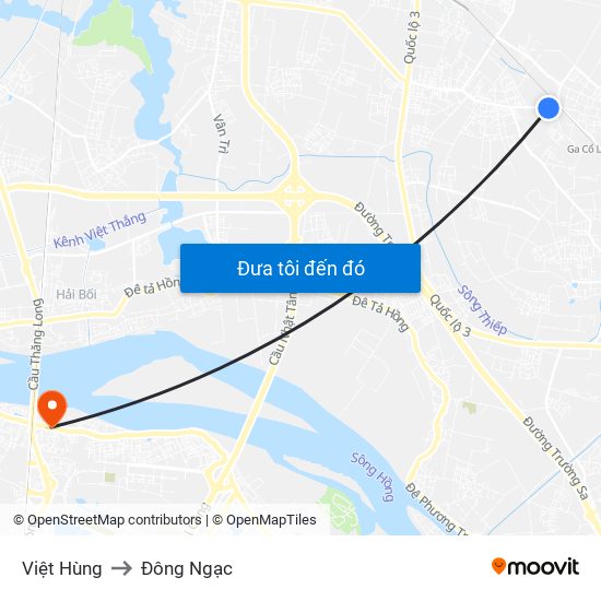 Việt Hùng to Đông Ngạc map