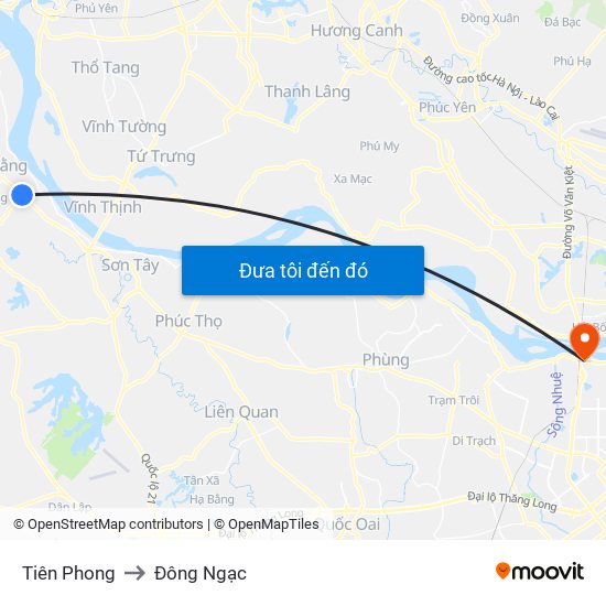Tiên Phong to Đông Ngạc map