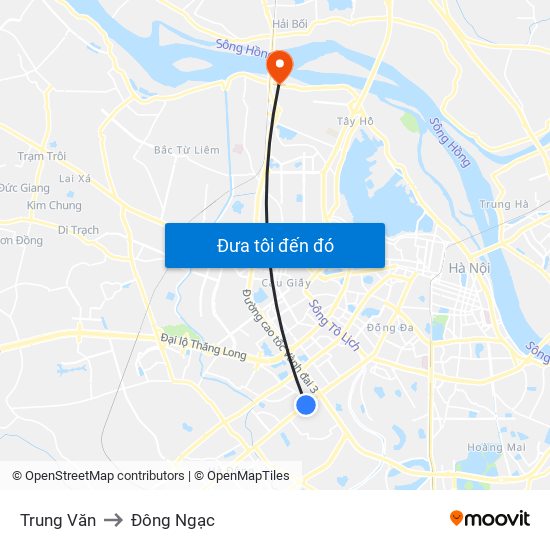 Trung Văn to Đông Ngạc map
