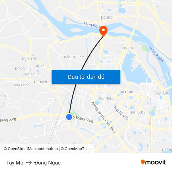 Tây Mỗ to Đông Ngạc map