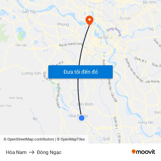 Hòa Nam to Đông Ngạc map