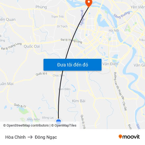 Hòa Chính to Đông Ngạc map