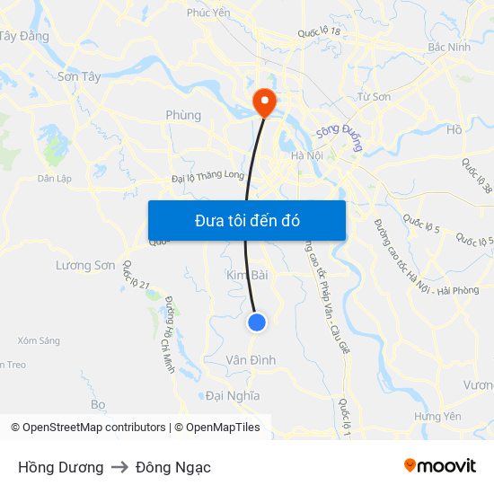 Hồng Dương to Đông Ngạc map