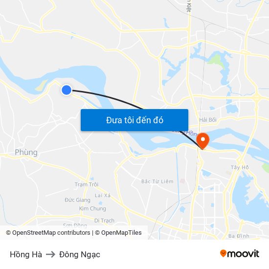 Hồng Hà to Đông Ngạc map