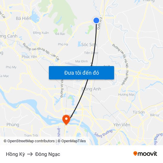 Hồng Kỳ to Đông Ngạc map