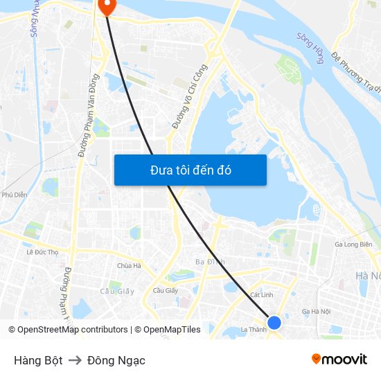 Hàng Bột to Đông Ngạc map