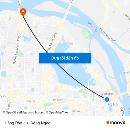 Hàng Đào to Đông Ngạc map