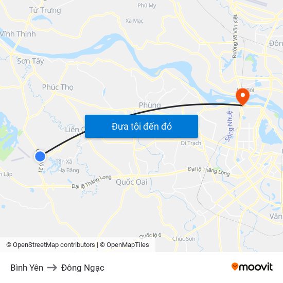 Bình Yên to Đông Ngạc map