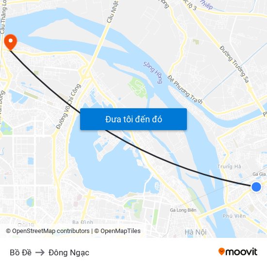 Bồ Đề to Đông Ngạc map