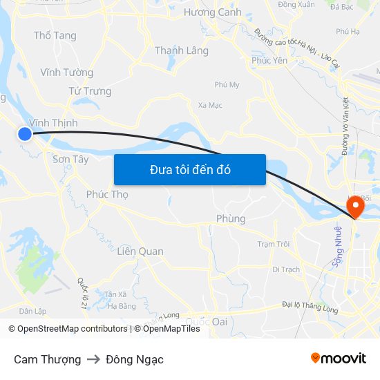 Cam Thượng to Đông Ngạc map