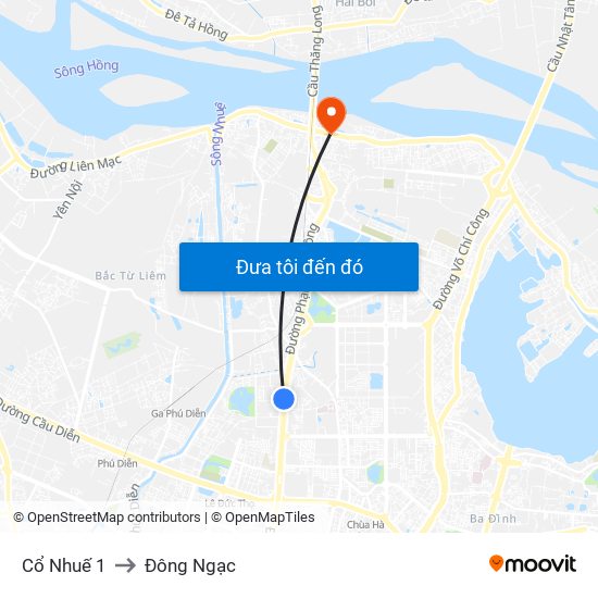 Cổ Nhuế 1 to Đông Ngạc map