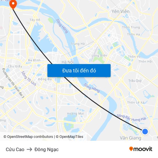 Cửu Cao to Đông Ngạc map