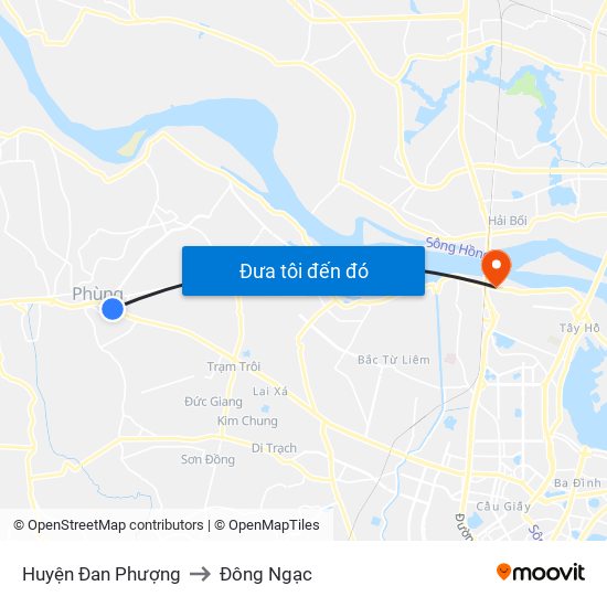 Huyện Đan Phượng to Đông Ngạc map