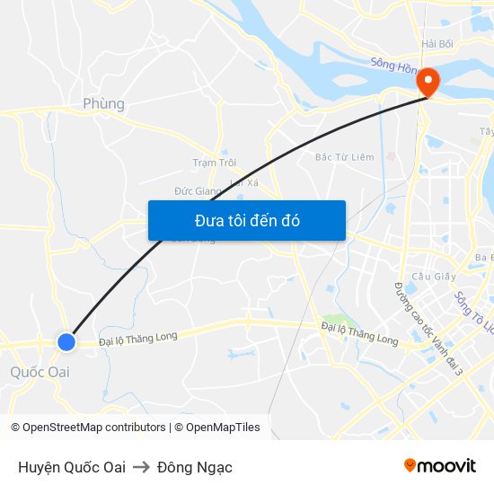 Huyện Quốc Oai to Đông Ngạc map