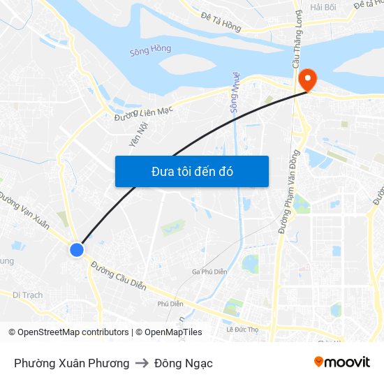 Phường Xuân Phương to Đông Ngạc map