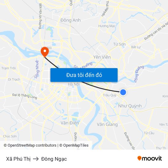 Xã Phú Thị to Đông Ngạc map