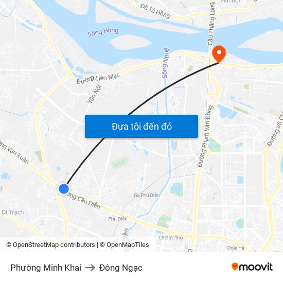 Phường Minh Khai to Đông Ngạc map