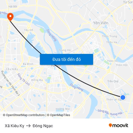 Xã Kiêu Kỵ to Đông Ngạc map