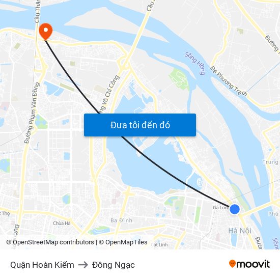 Quận Hoàn Kiếm to Đông Ngạc map