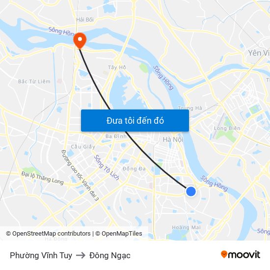 Phường Vĩnh Tuy to Đông Ngạc map