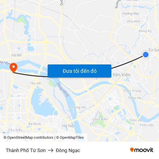 Thành Phố Từ Sơn to Đông Ngạc map