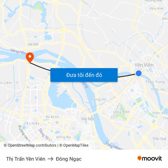 Thị Trấn Yên Viên to Đông Ngạc map