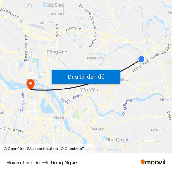 Huyện Tiên Du to Đông Ngạc map