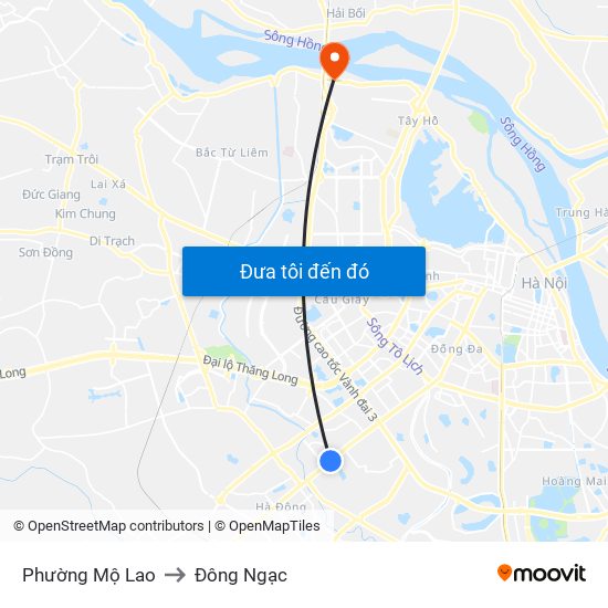 Phường Mộ Lao to Đông Ngạc map