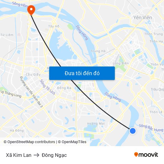 Xã Kim Lan to Đông Ngạc map