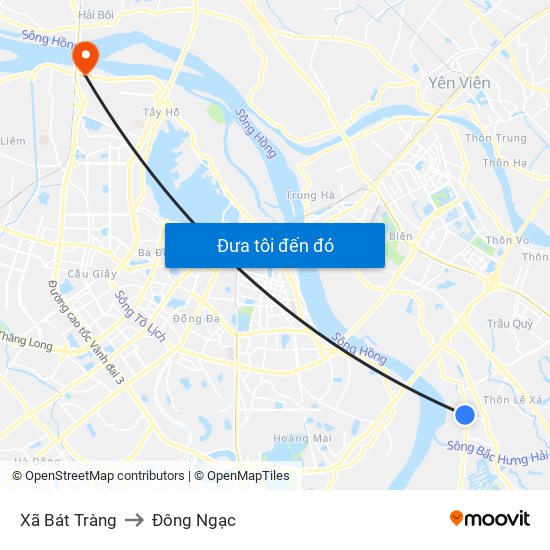 Xã Bát Tràng to Đông Ngạc map