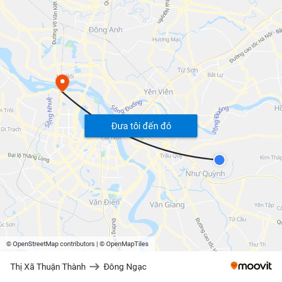 Thị Xã Thuận Thành to Đông Ngạc map