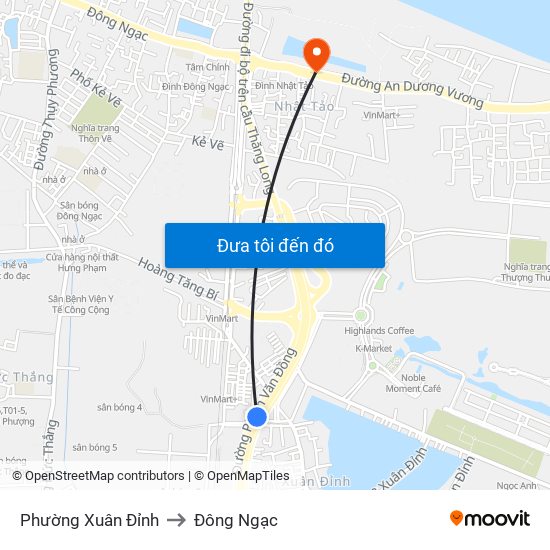 Phường Xuân Đỉnh to Đông Ngạc map