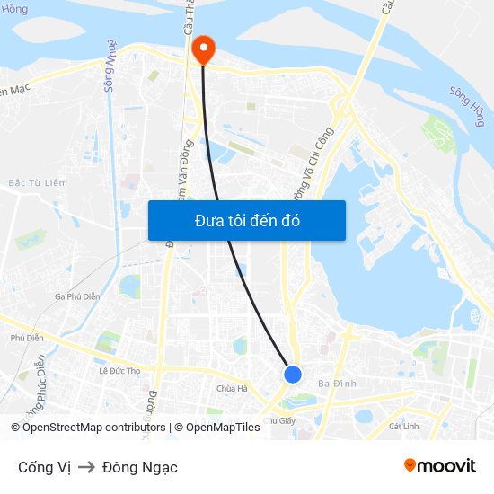 Cống Vị to Đông Ngạc map