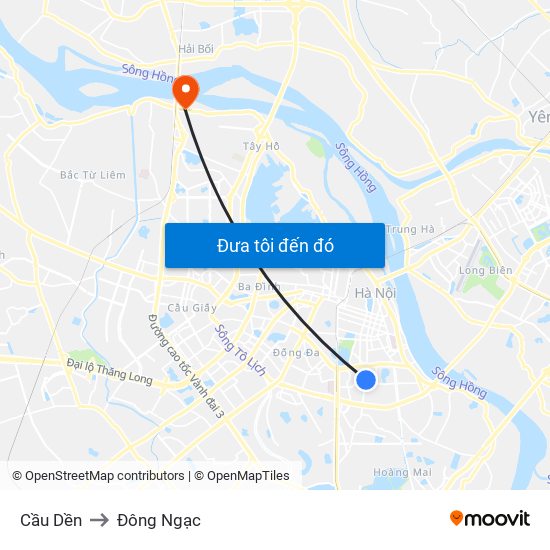 Cầu Dền to Đông Ngạc map