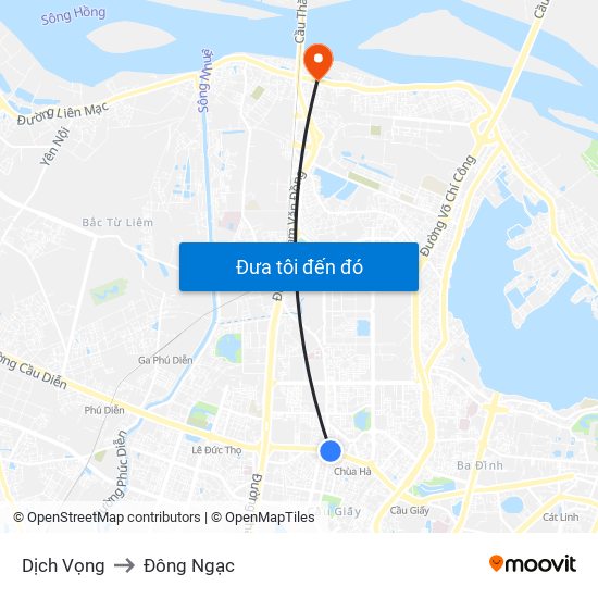 Dịch Vọng to Đông Ngạc map