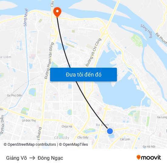 Giảng Võ to Đông Ngạc map