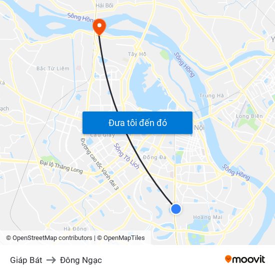 Giáp Bát to Đông Ngạc map