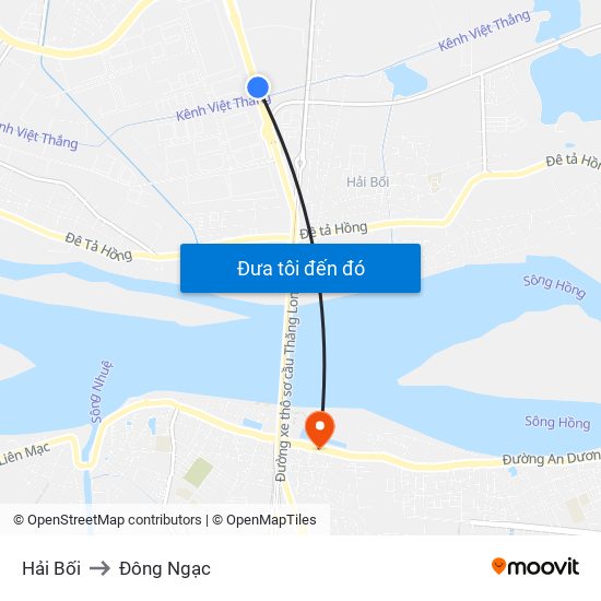 Hải Bối to Đông Ngạc map