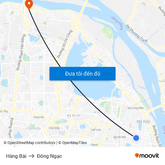 Hàng Bài to Đông Ngạc map