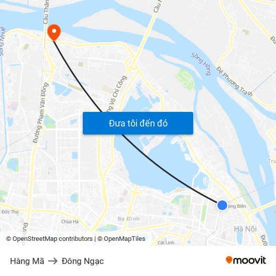 Hàng Mã to Đông Ngạc map