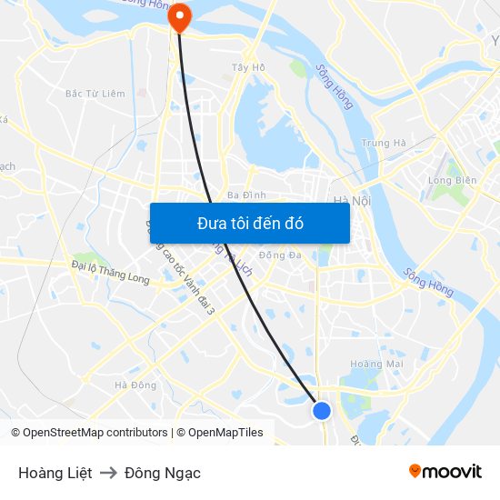 Hoàng Liệt to Đông Ngạc map