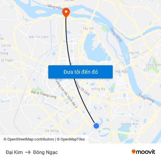 Đại Kim to Đông Ngạc map